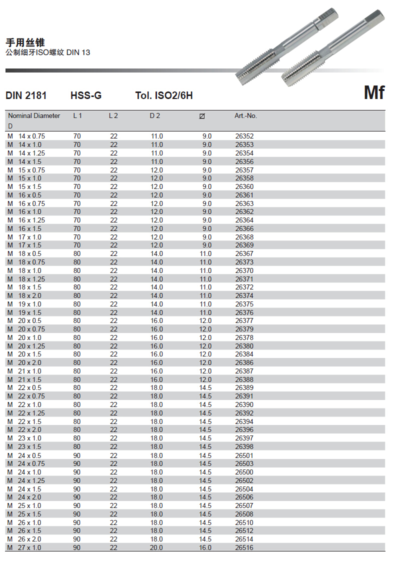 伯爵 手用丝锥,m20*0.5,2支/组