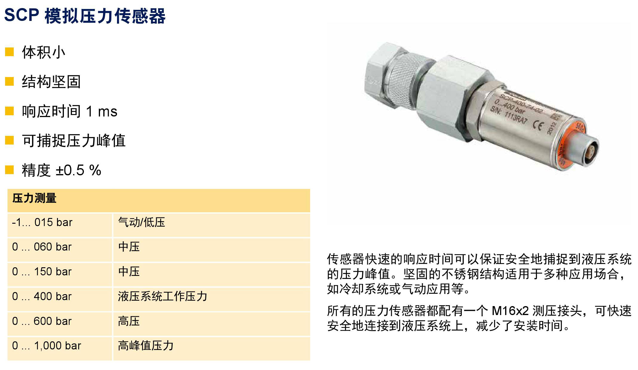 parker压力传感器,1000bar,1/4bspp,scp-1000-c4-05