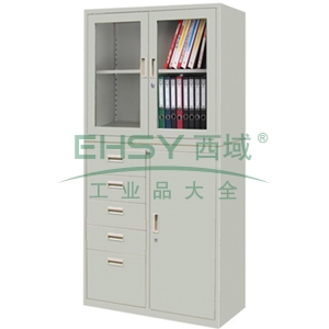 臻远 玻璃开门8五抽单门柜，RBK8-5DM 900宽*400深*1800高 0.7mm厚度 图片色 售卖规格：1个