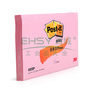 3M Post-it®粉彩系列便条纸，655P 粉色 5X3 100页/本 办公装 售卖规格：1包
