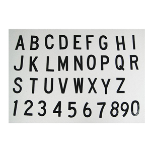 2“ 字母标识-字高2'',黑色,自粘性乙烯材料,共260片,包含A-Z各10片，34301