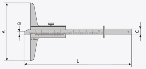 深度游标卡尺,0-300mm(分度值0.02mm)