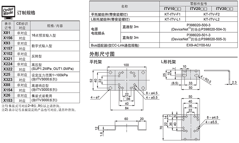 smc 电气比例阀,电流型dc4-20ma,l型托架,itv3050-012