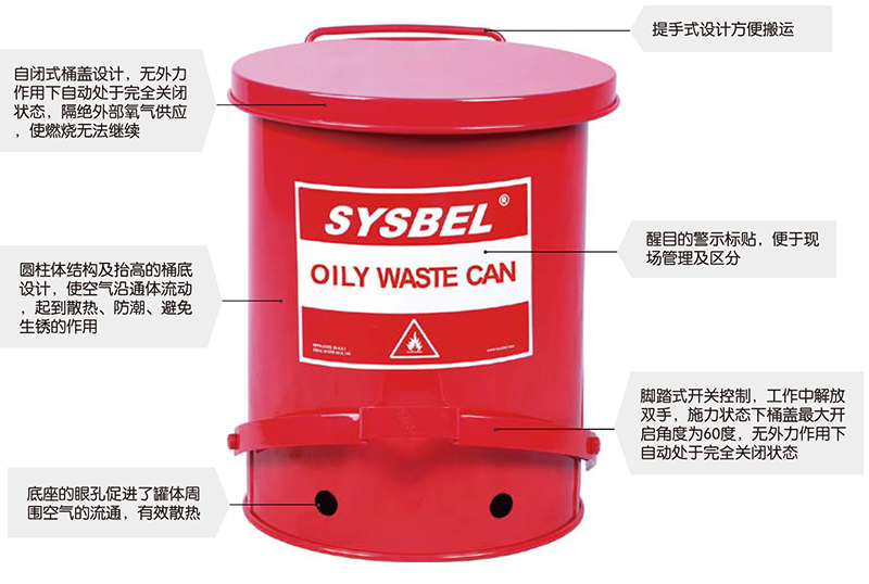 SYSBEL/西斯贝尔 WA8109700 防火垃圾桶 （21Gal/79.3L)红