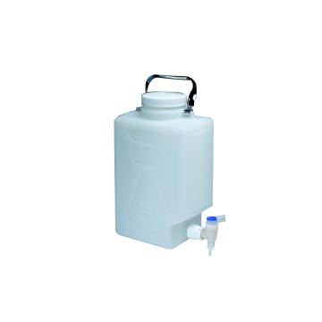 耐洁/NALGENE 氟化矩形细口大瓶（带放水口），氟化HDPE；Tefzel*放水口；氟化白色聚丙烯螺旋盖，20L容量，DS2327-0050 售卖规格：1个