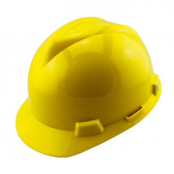 梅思安MSA V-Gard PE标准型安全帽，10172902，黄 超爱戴帽衬 D型下颏带