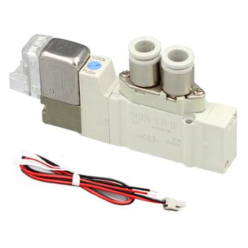 SMC 电磁阀，SY5120-5LZE-C6 两位五通单电控,L形插座式（300mm）,DC24V 售卖规格：1个