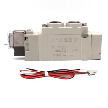 SMC 电磁阀，SY7120-5LZE-02 两位五通单电控,L形插座式（300mm）,DC24V 售卖规格：1个