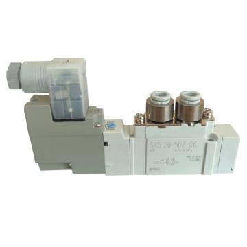 SMC 电磁阀，SY5120-5D-C8 两位五通单电控式,DIN插座式（带插头）,DC24V 售卖规格：1个