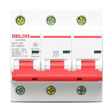 德力西/DELIXI 微型断路器，DZ471253D80 DZ47-125 3P li(D) 80A 售卖规格：1个