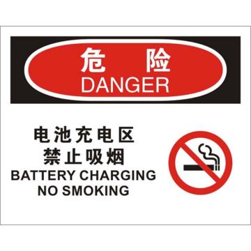 安赛瑞 OSHA危险标识-电池充电区禁止吸烟，ABS板，250×315mm，31731 售卖规格：1张