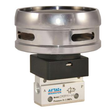 亚德客/AirTAC 带防护罩大蘑菇头按钮型手动阀，CM3PMX05B 按钮黑色 售卖规格：1个