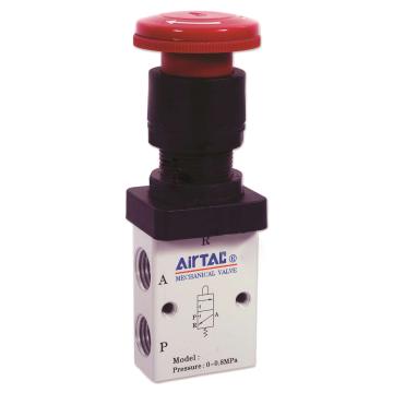 亚德客/AirTAC 2位3通蘑菇头按钮型手动阀，S3PMM5R 红色 售卖规格：1个