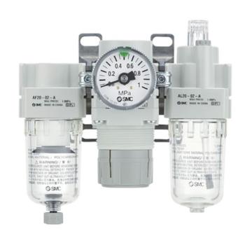 SMC 三联件，AC30-02DG-A 接管Rc1/4",自动排水,有压力表 售卖规格：1个