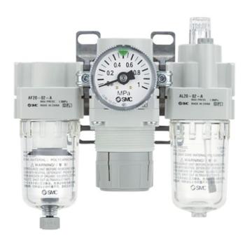SMC 三联件，AC25-02G-A 接管Rc1/4",手动排水,有压力表 售卖规格：1个