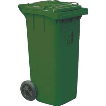 垃圾桶，两轮移动垃圾箱，100L，墨绿