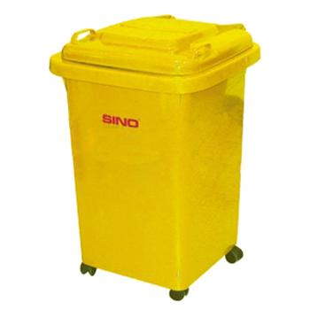 塑料垃圾桶，小型移動垃圾桶，50L(含蓋60L），黃