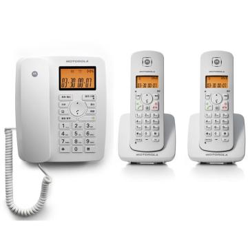 摩托罗拉(Motorola)C4202LC数字无绳电话机/座机/子母机免提来电显示家用办公一拖二固定无线座机(白色)