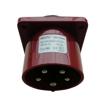 威浦 TYP系列暗装直式器具输入工业插座，585 5P 32A 400V IP44 红色 售卖规格：10只/盒