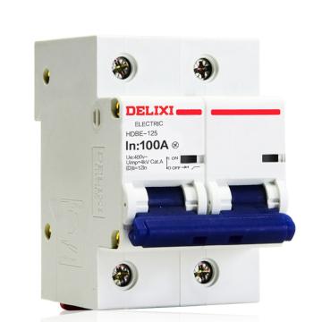 德力西/DELIXI 微型断路器，HDBE1252C100 HDBE-125 2P C型 100A TM 售卖规格：1个