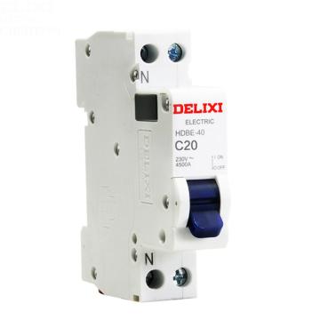 德力西/DELIXI 微型断路器，HDBE40C20 HDBE-40 1P+N C型 20A TM 售卖规格：1个