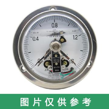 上仪 电接点压力表，YNXC-103BF全不锈钢材质,轴向前带边,Φ100 -0.1~0MPa,M20*1.5 售卖规格：1个