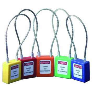 安赛瑞 钢缆线安全挂锁，高强度工程塑料锁体，钢缆线锁梁，橙色，钢缆线Ф3.2mm×150mm，14690