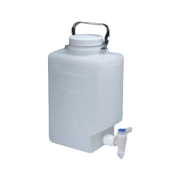 耐洁/NALGENE 氟化矩形细口大瓶（带放水口），氟化HDPE；Tefzel*放水口；氟化白色聚丙烯螺旋盖，9L容量，DS2327-0020 售卖规格：1个