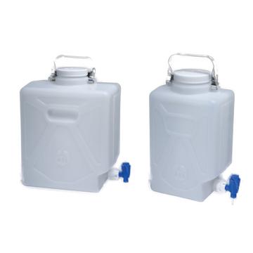 耐洁/NALGENE 矩形细口大瓶（带放水口），高密度聚乙烯，聚丙烯放水口和螺旋盖，20L容量，2320-0050 售卖规格：4个/箱