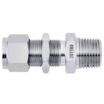 JPE 卡套外牙穿板直通接头8MM卡套1/4"NPT，BS6-BMC802-N SS316 售卖规格：1个