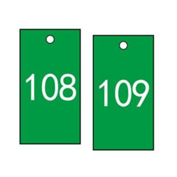 安赛瑞 塑料号码吊牌-长方形，25.4×76.2mm，绿底白字，号码101-200，14881 售卖规格：100个/包