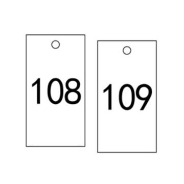 安赛瑞 塑料号码吊牌-长方形，25.4×76.2mm，白底黑字，号码101-200，14887 售卖规格：100个/包