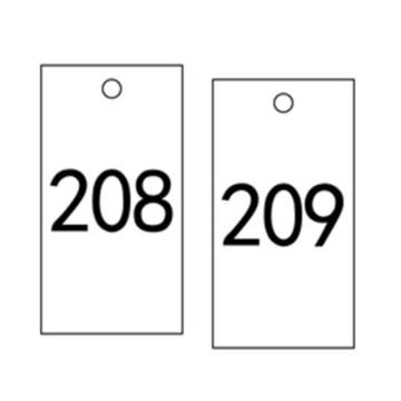 安赛瑞 塑料号码吊牌-长方形，25.4×76.2mm，白底黑字，号码201-300，14888 售卖规格：100个/包