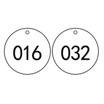 安赛瑞 塑料号码吊牌-圆形，Ф31.8mm，白底黑字，号码001-100，14850 售卖规格：100个/包