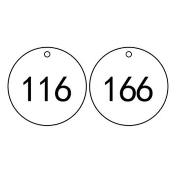 安赛瑞 塑料号码吊牌-圆形，Ф31.8mm，白底黑字，号码101-200，14851 售卖规格：100个/包