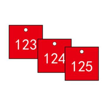 安赛瑞 塑料号码吊牌-正方形，31.8×31.8mm，红底白字，号码101-200，14854 售卖规格：100个/包