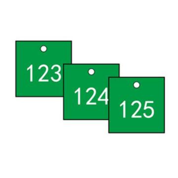 安赛瑞 塑料号码吊牌-正方形，31.8×31.8mm，绿底白字，号码101-200，14857 售卖规格：100个/包