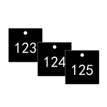 安赛瑞 塑料号码吊牌-正方形，31.8×31.8mm，黑底白字，号码101-200，14860 售卖规格：100个/包