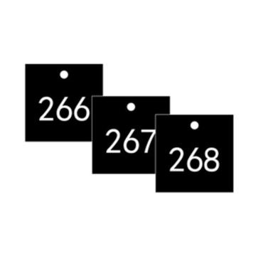 安赛瑞 塑料号码吊牌-正方形，31.8×31.8mm，黑底白字，号码201-300，14861 售卖规格：100个/包