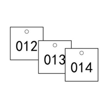 安赛瑞 塑料号码吊牌-正方形，31.8×31.8mm，白底黑字，号码001-100，14862 售卖规格：100个/包