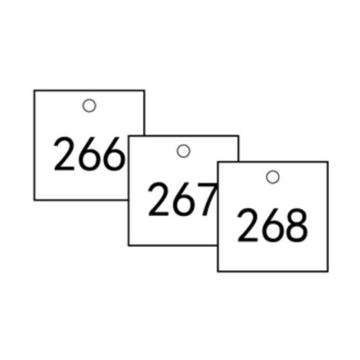 安赛瑞 塑料号码吊牌-正方形，31.8×31.8mm，白底黑字，号码201-300，14864 售卖规格：100个/包