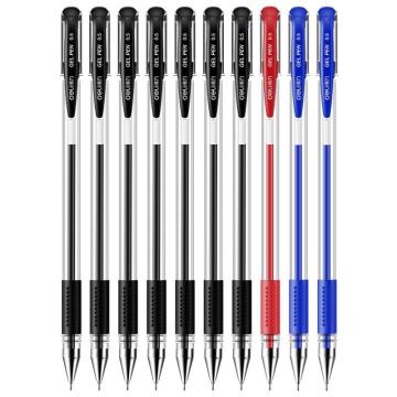 得力 水笔签字笔中性笔套装，6610 混色 0.5mm半针管（10支/卡）（7黑+2蓝+1红） 售卖规格：1卡