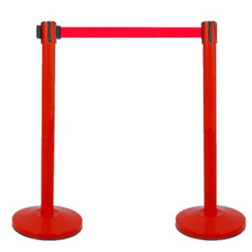 安赛瑞 伸缩带隔离柱，铁喷塑红烤漆，红色带长2m，立柱Ф63×910mm，底盘Ф320mm，14496