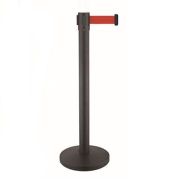 安赛瑞 伸缩带隔离柱，铁喷塑黑烤漆，红色带长2m，立柱Ф63×910mm，底盘Ф320mm，14495