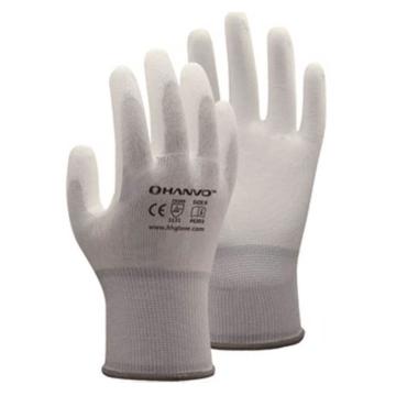 恒辉 PU涂层手套，PE303-8 13针白涤纶掌浸 售卖规格：1包