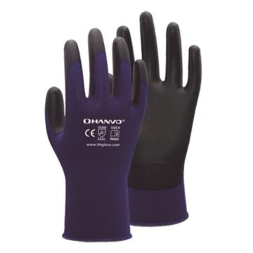 恒辉 PU涂层手套，PE802-9 18针染色尼龙黑掌浸 售卖规格：1包