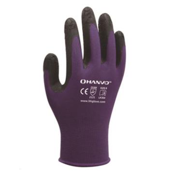 恒辉 乳胶涂层手套，LA304-9 13针紫涤纶掌浸 售卖规格：1包