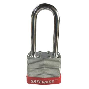 安赛瑞 长梁钢制千层安全挂锁-红，锁梁Ф6mm，锁体长37mm，锁杆长度52mm，14712