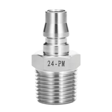 JPE 外螺纹插头，AS4-22PM-R 外牙PT1/4"，不锈钢304 售卖规格：1个