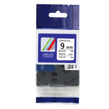 普贴/PUTY 标签色带，白底黑字 宽度9mmTZ2－221 适用于兄弟ＴＺ系列标签机 售卖规格：1卷